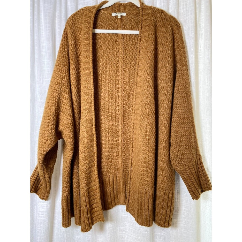 Madewell Cozy Cardigan Womens Rustic Brown Open Front Chunky Casual Long | Large